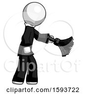 White Clergy Man Dusting With Feather Duster Downwards