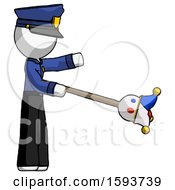 Poster, Art Print Of White Police Man Holding Jesterstaff - I Dub Thee Foolish Concept