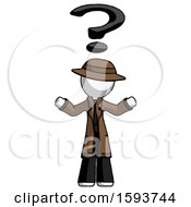Poster, Art Print Of White Detective Man With Question Mark Above Head Confused