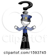 Poster, Art Print Of White Police Man With Question Mark Above Head Confused