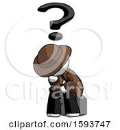 Poster, Art Print Of White Detective Man Thinker Question Mark Concept