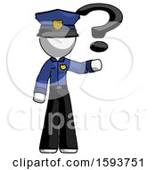 Poster, Art Print Of White Police Man Holding Question Mark To Right