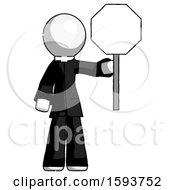 White Clergy Man Holding Stop Sign