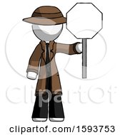 Poster, Art Print Of White Detective Man Holding Stop Sign