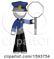 Poster, Art Print Of White Police Man Holding Stop Sign