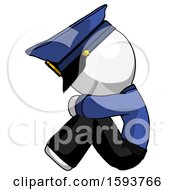 Poster, Art Print Of White Police Man Sitting With Head Down Facing Sideways Left