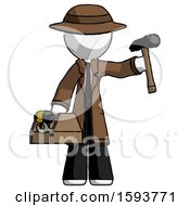 Poster, Art Print Of White Detective Man Holding Tools And Toolchest Ready To Work