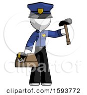 Poster, Art Print Of White Police Man Holding Tools And Toolchest Ready To Work