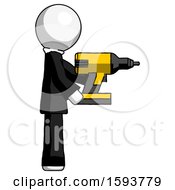 Poster, Art Print Of White Clergy Man Using Drill Drilling Something On Right Side