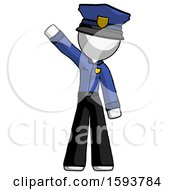 White Police Man Waving Emphatically With Right Arm