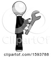 Poster, Art Print Of White Clergy Man Using Wrench Adjusting Something To Right