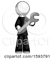 Poster, Art Print Of White Clergy Man Holding Large Wrench With Both Hands