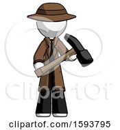 Poster, Art Print Of White Detective Man Holding Hammer Ready To Work