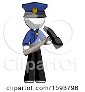 Poster, Art Print Of White Police Man Holding Hammer Ready To Work