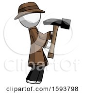 Poster, Art Print Of White Detective Man Hammering Something On The Right