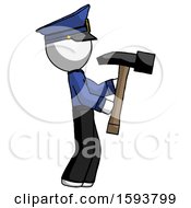 Poster, Art Print Of White Police Man Hammering Something On The Right