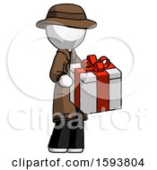 Poster, Art Print Of White Detective Man Giving A Present