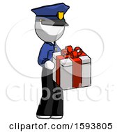 Poster, Art Print Of White Police Man Giving A Present