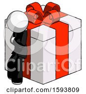 Poster, Art Print Of White Clergy Man Leaning On Gift With Red Bow Angle View