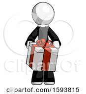Poster, Art Print Of White Clergy Man Gifting Present With Large Bow Front View