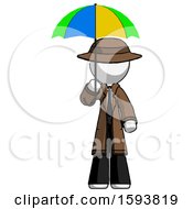 Poster, Art Print Of White Detective Man Holding Umbrella Rainbow Colored