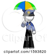 White Police Man Holding Umbrella Rainbow Colored