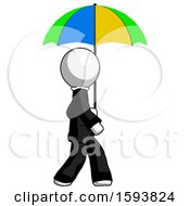 Poster, Art Print Of White Clergy Man Walking With Colored Umbrella