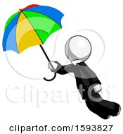 Poster, Art Print Of White Clergy Man Flying With Rainbow Colored Umbrella