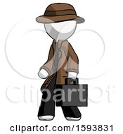 Poster, Art Print Of White Detective Man Walking With Briefcase To The Left