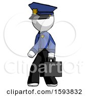 Poster, Art Print Of White Police Man Walking With Briefcase To The Left