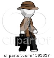 Poster, Art Print Of White Detective Man Walking With Briefcase To The Right