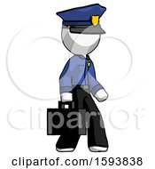 White Police Man Walking With Briefcase To The Right