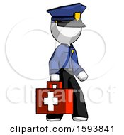 Poster, Art Print Of White Police Man Walking With Medical Aid Briefcase To Right