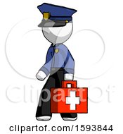 Poster, Art Print Of White Police Man Walking With Medical Aid Briefcase To Left