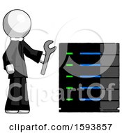Poster, Art Print Of White Clergy Man Server Administrator Doing Repairs
