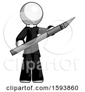 White Clergy Man Holding Large Scalpel
