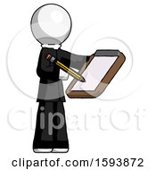 Poster, Art Print Of White Clergy Man Using Clipboard And Pencil