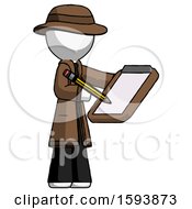 Poster, Art Print Of White Detective Man Using Clipboard And Pencil