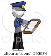 Poster, Art Print Of White Police Man Using Clipboard And Pencil