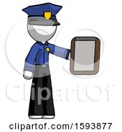 Poster, Art Print Of White Police Man Showing Clipboard To Viewer