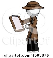 White Detective Man Reviewing Stuff On Clipboard