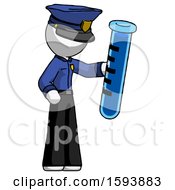 White Police Man Holding Large Test Tube