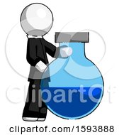 Poster, Art Print Of White Clergy Man Standing Beside Large Round Flask Or Beaker