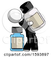 Poster, Art Print Of White Clergy Man Holding Large White Medicine Bottle With Bottle In Background
