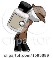 White Detective Man Holding Large White Medicine Bottle