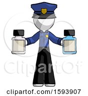 White Police Man Holding Two Medicine Bottles