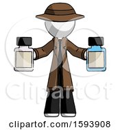 Poster, Art Print Of White Detective Man Holding Two Medicine Bottles