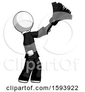 Poster, Art Print Of White Clergy Man Dusting With Feather Duster Upwards