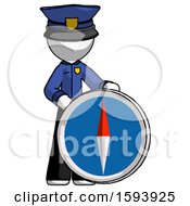 Poster, Art Print Of White Police Man Standing Beside Large Compass