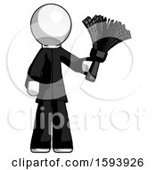 Poster, Art Print Of White Clergy Man Holding Feather Duster Facing Forward